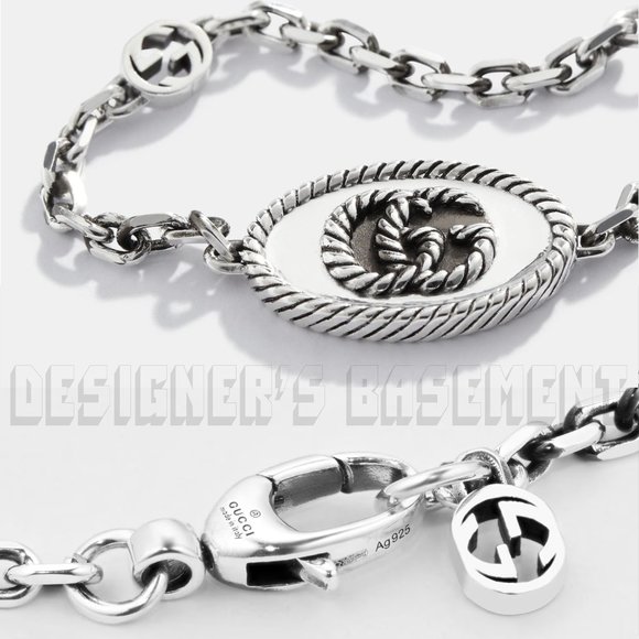 GUCCI size 16 Sterling Silver MARMONT Torchon Double G charms Chain Bracelet 🎁 - Picture 5 of 11